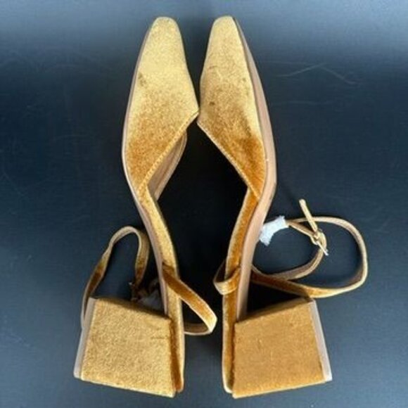 Asos Rust Velvet Square Toe Block Heel Size 8 Closed Toe Criss Cross - Picture 3 of 7